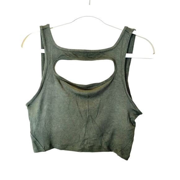 lululemon athletica Tops - Lululemon Army Green Ribbed Cutout Crop Top